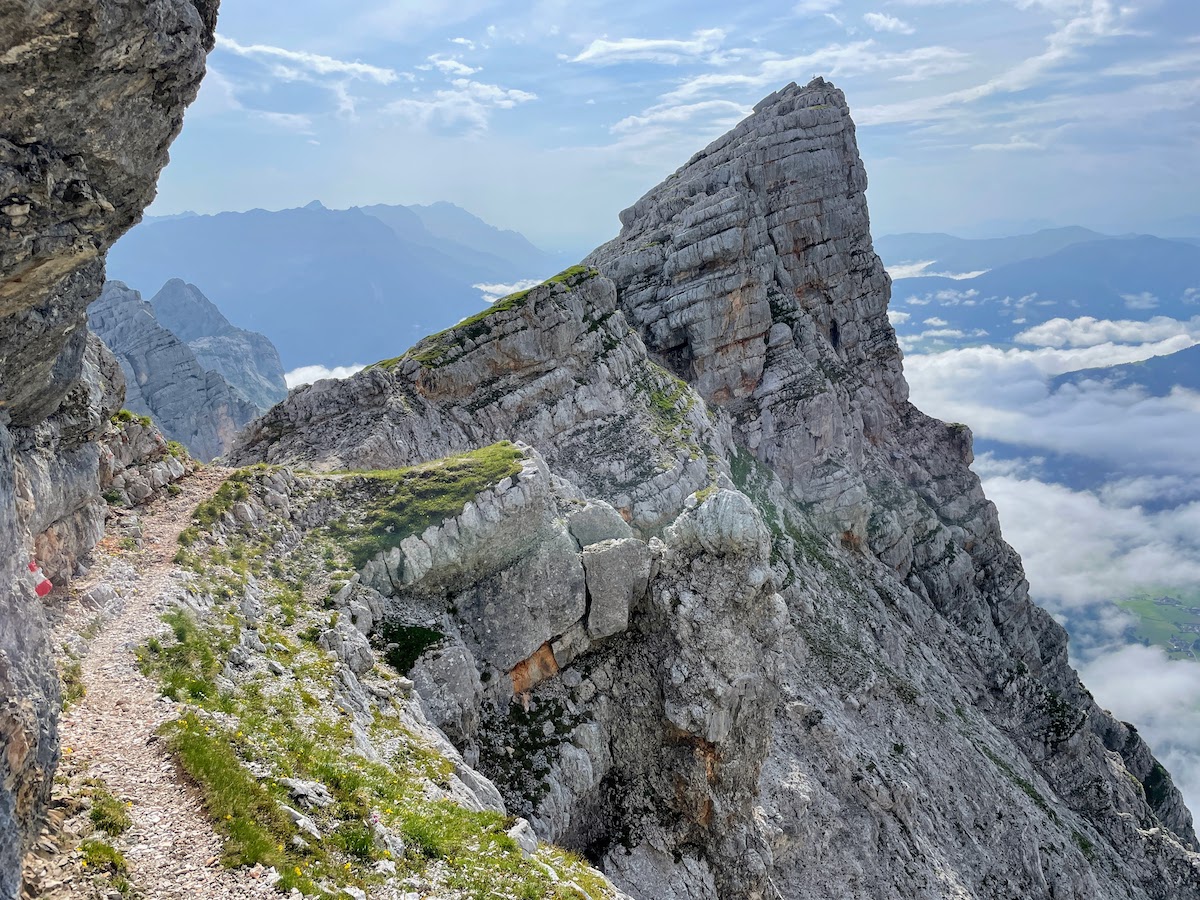 Trail with a view of Mount Hochzint, we had breakfast at its foot