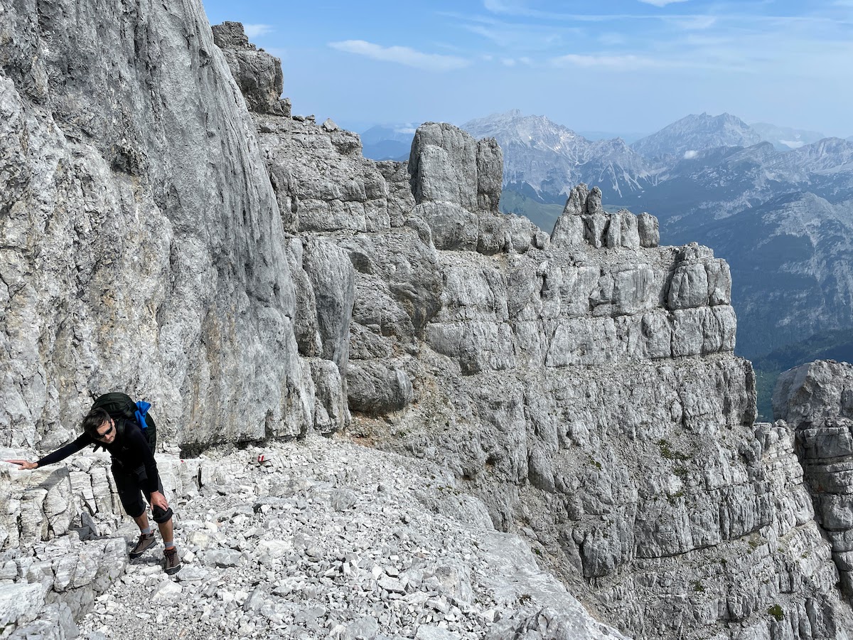 Almost there. Sheer cliffs behind us. We’ve finally reached the summit.