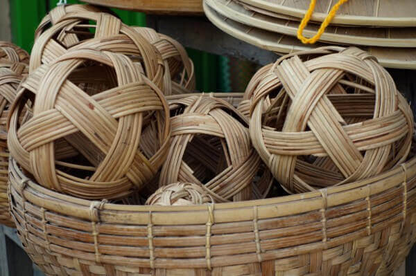 Rattan ball for playing chinlone