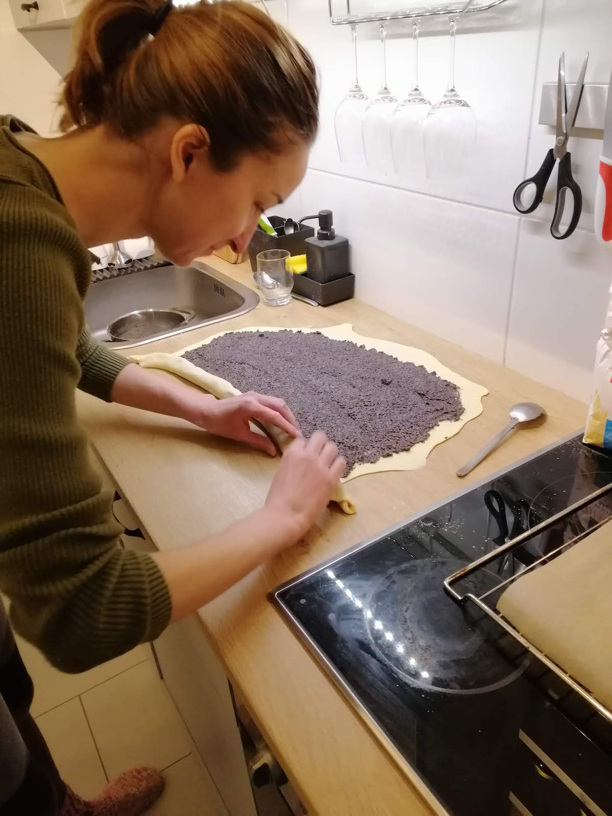 Volchiy came into the kitchen to check what I was doing, and I’m rolling a roulade :)