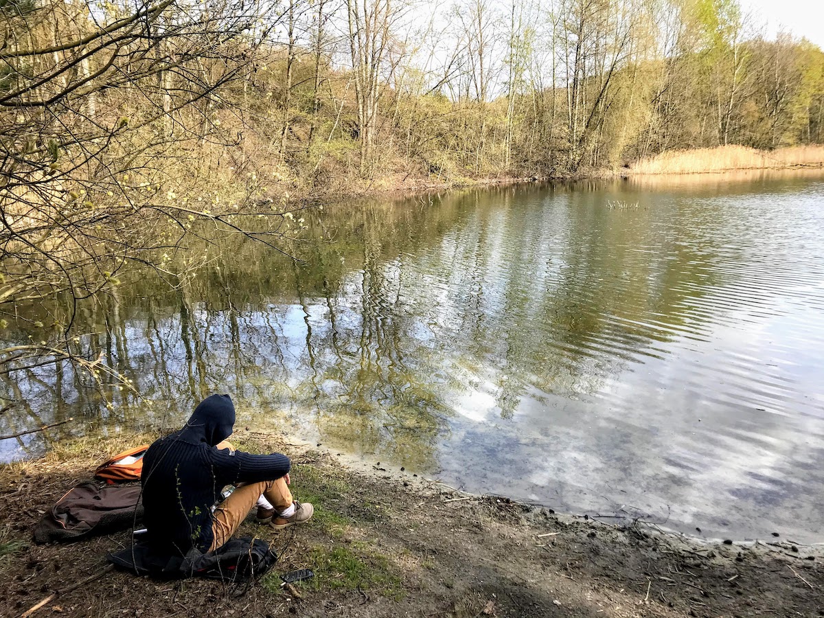 Drinking tea and watching ducks on the lake