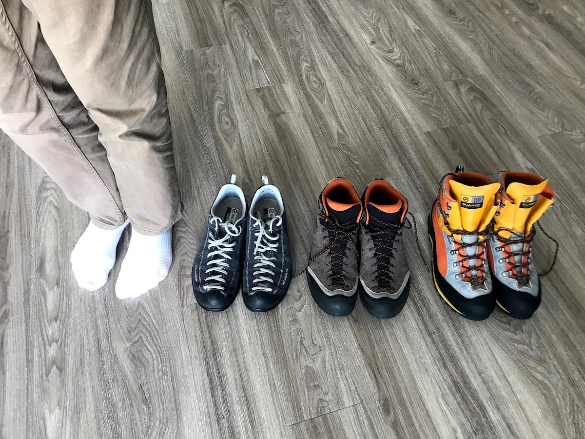 Boots. All from the Scarpa brand.