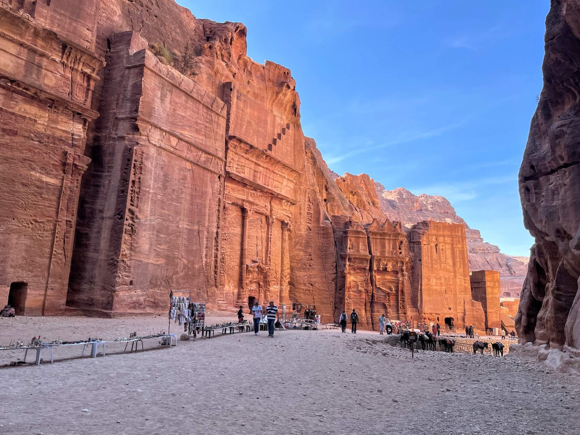 The main street of Petra with carved temples