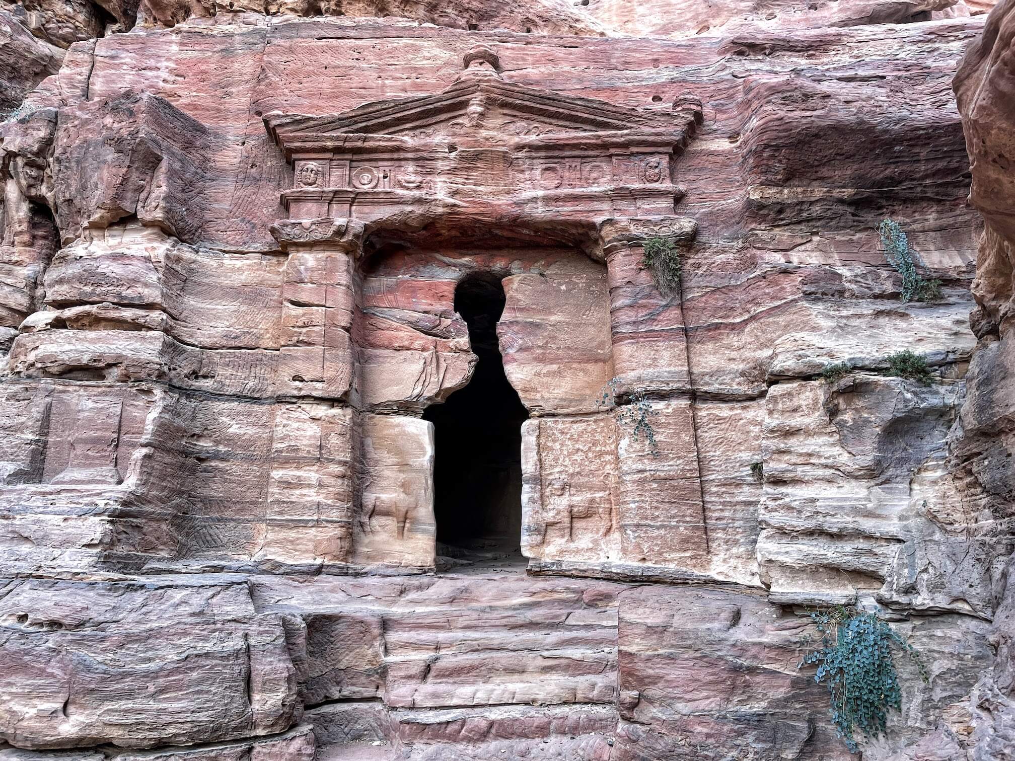 Temple in the rock on the way down