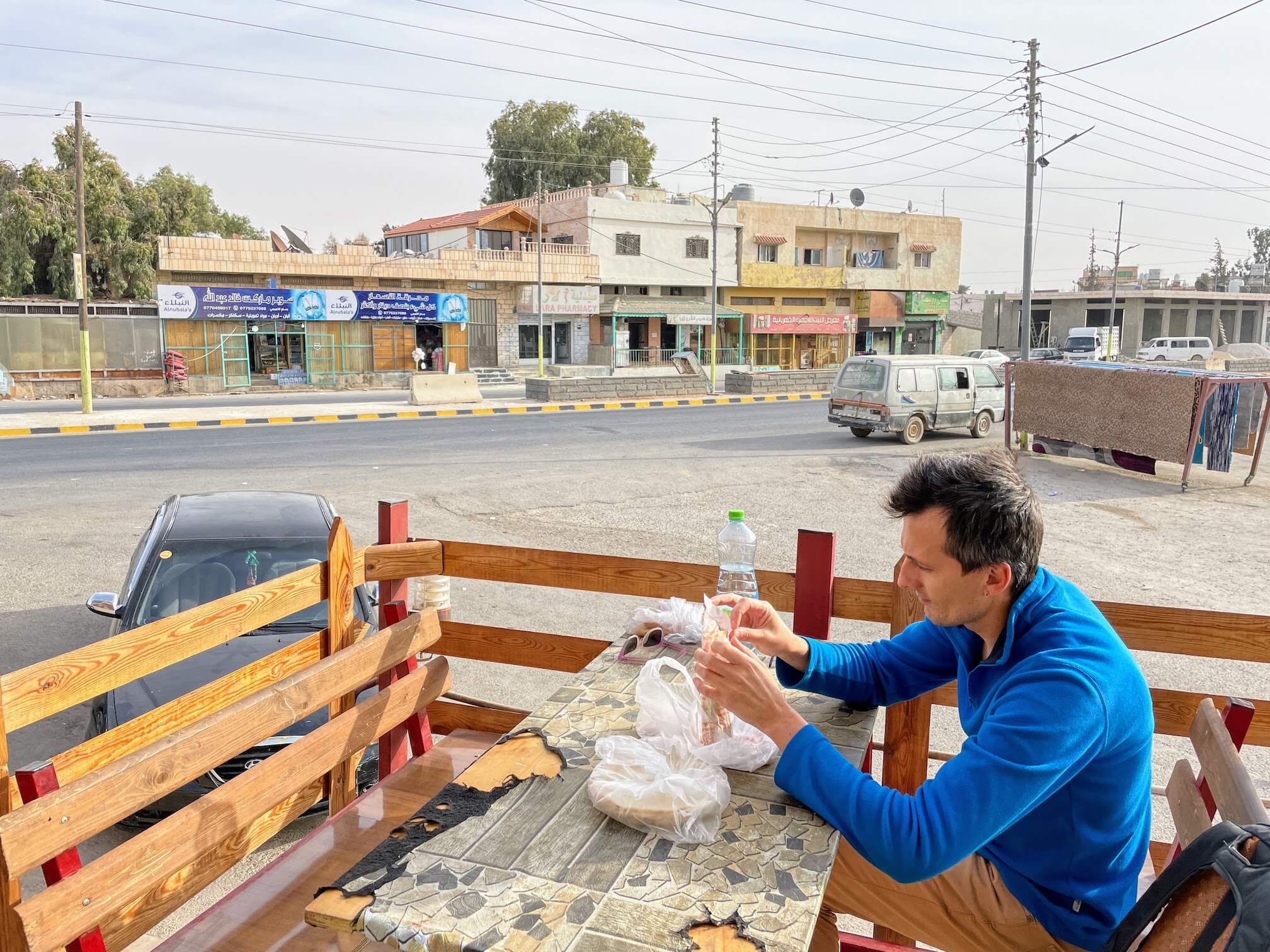Eating shawarma