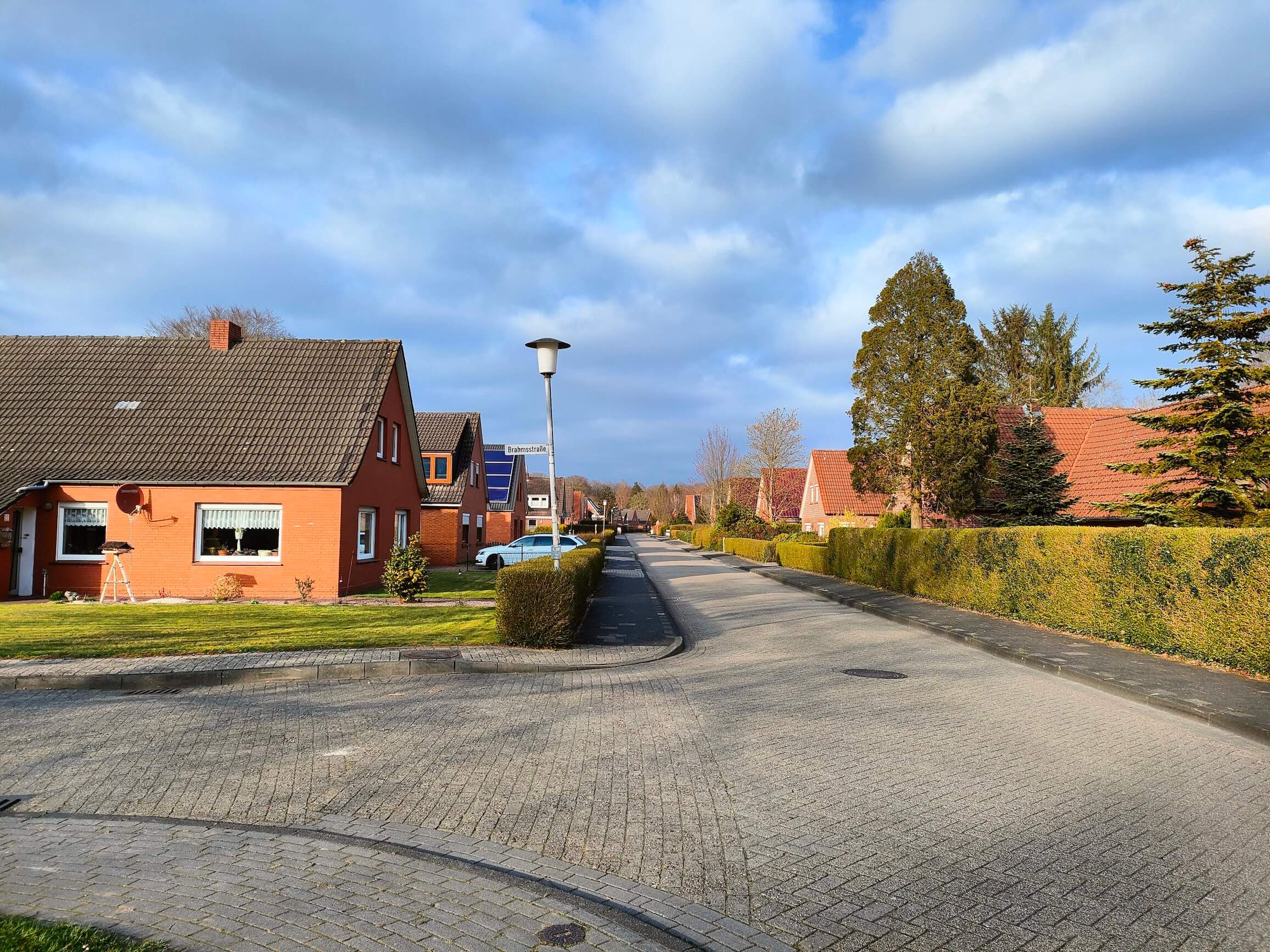 Our street. Even the roadway is paved with tiles.