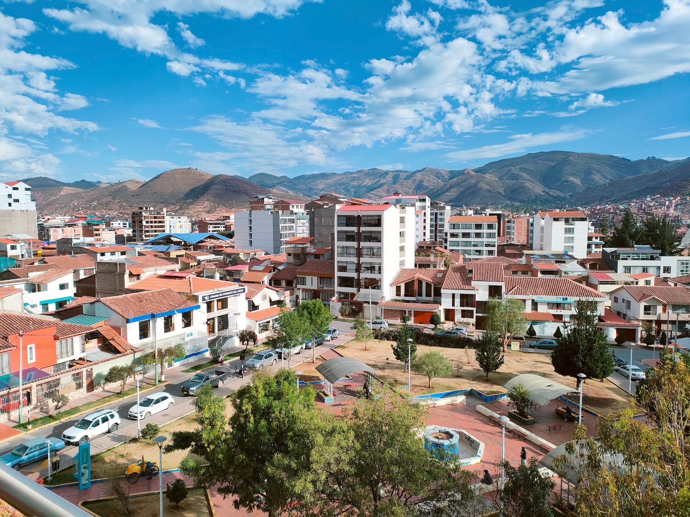 View of the city and mountains from our balcony