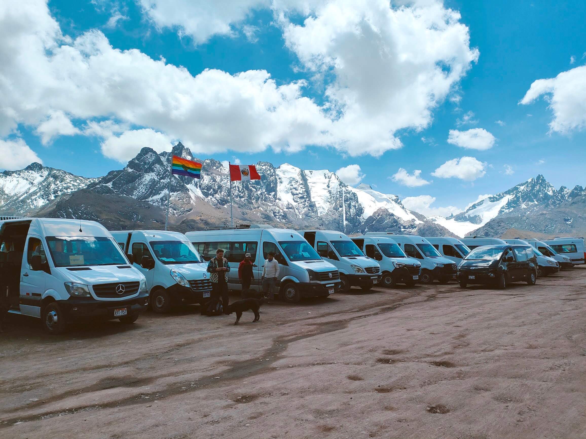 One of the minibuses is ours. When we arrived, there were only three like that. When we came back, the parking lot was full!
