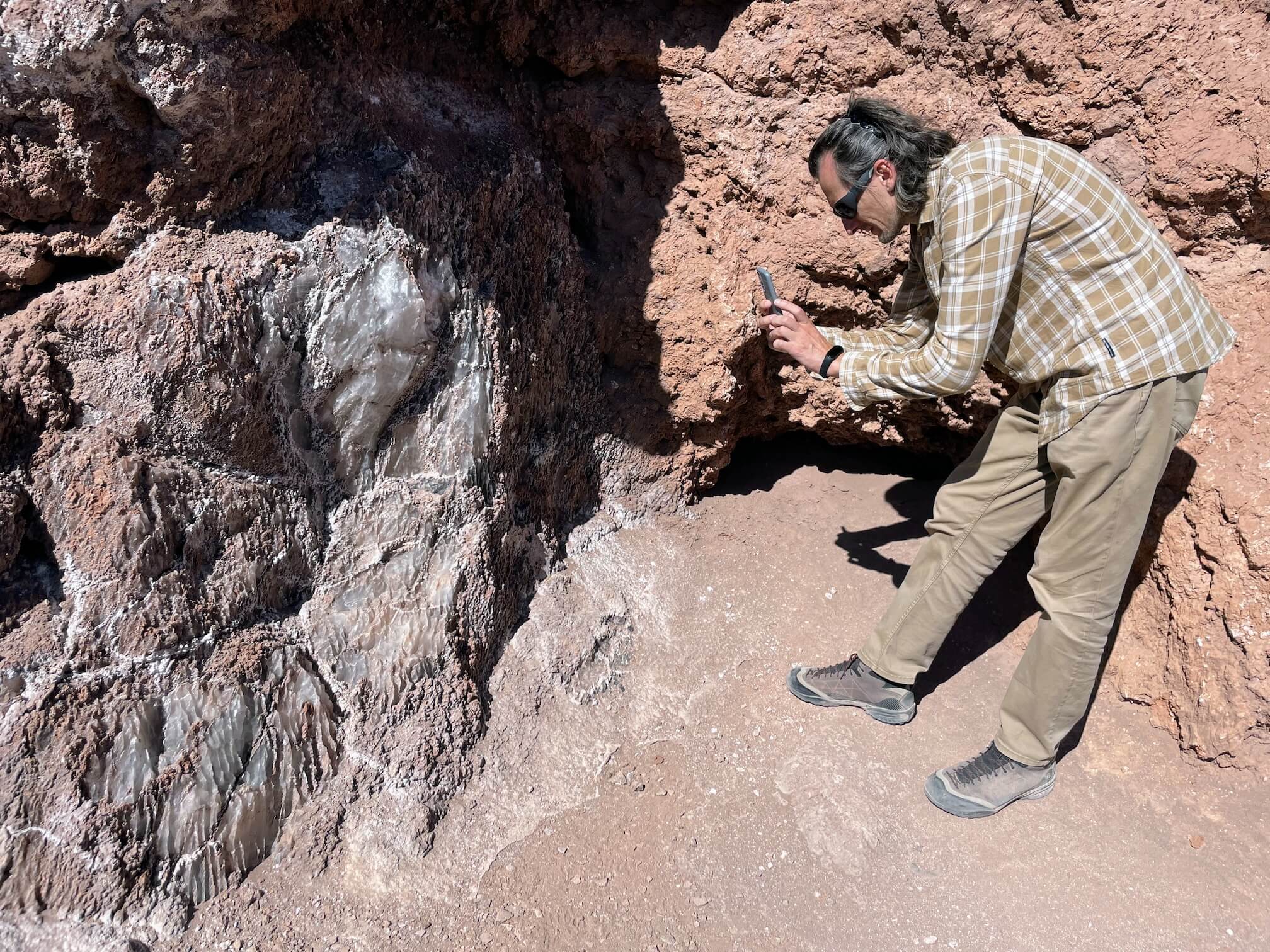 Serzhyk is photographing “stone” salt (on the left). It has a nice shape, a bit like stalactites in caves.