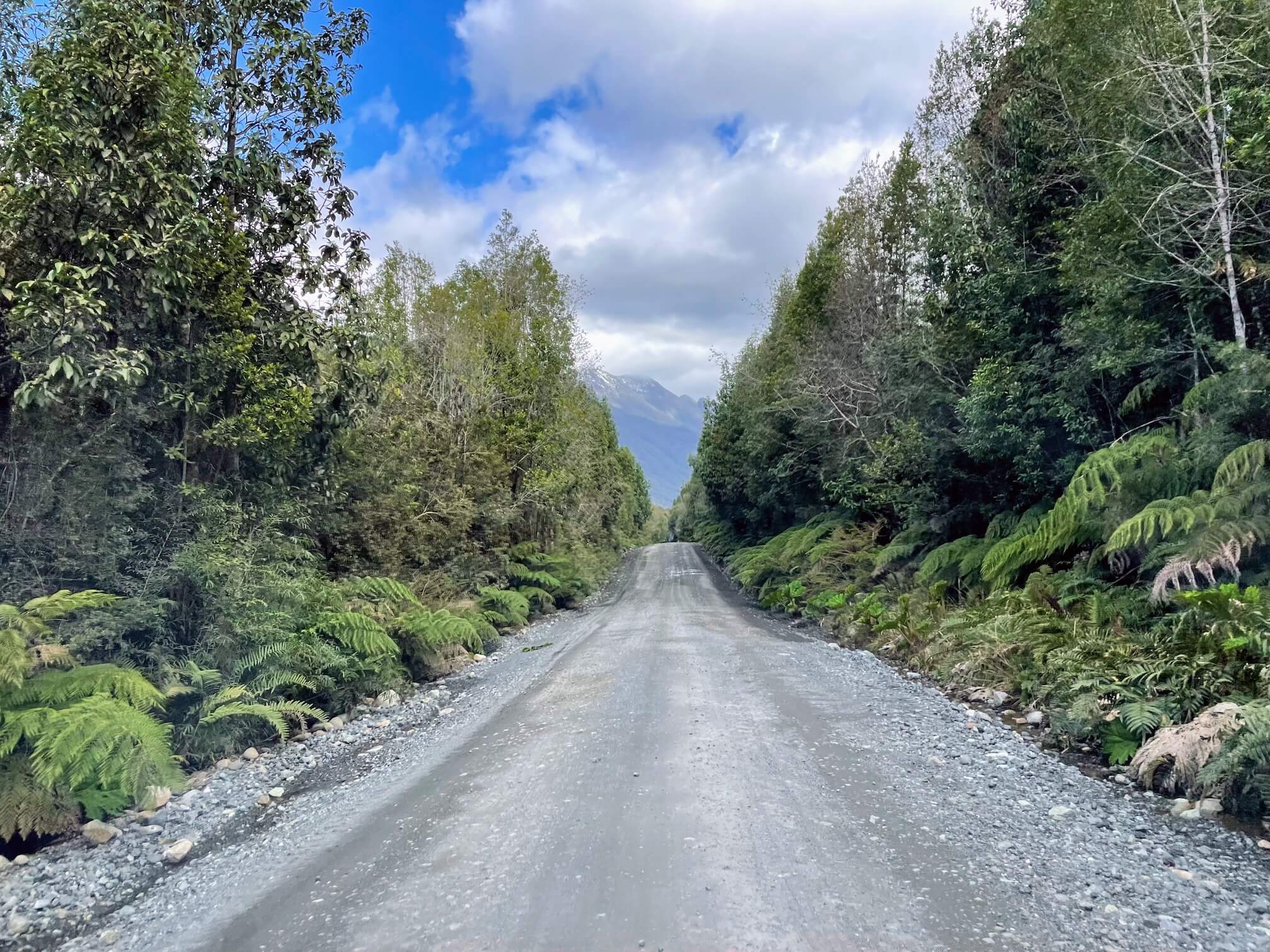 Gravel section of the road