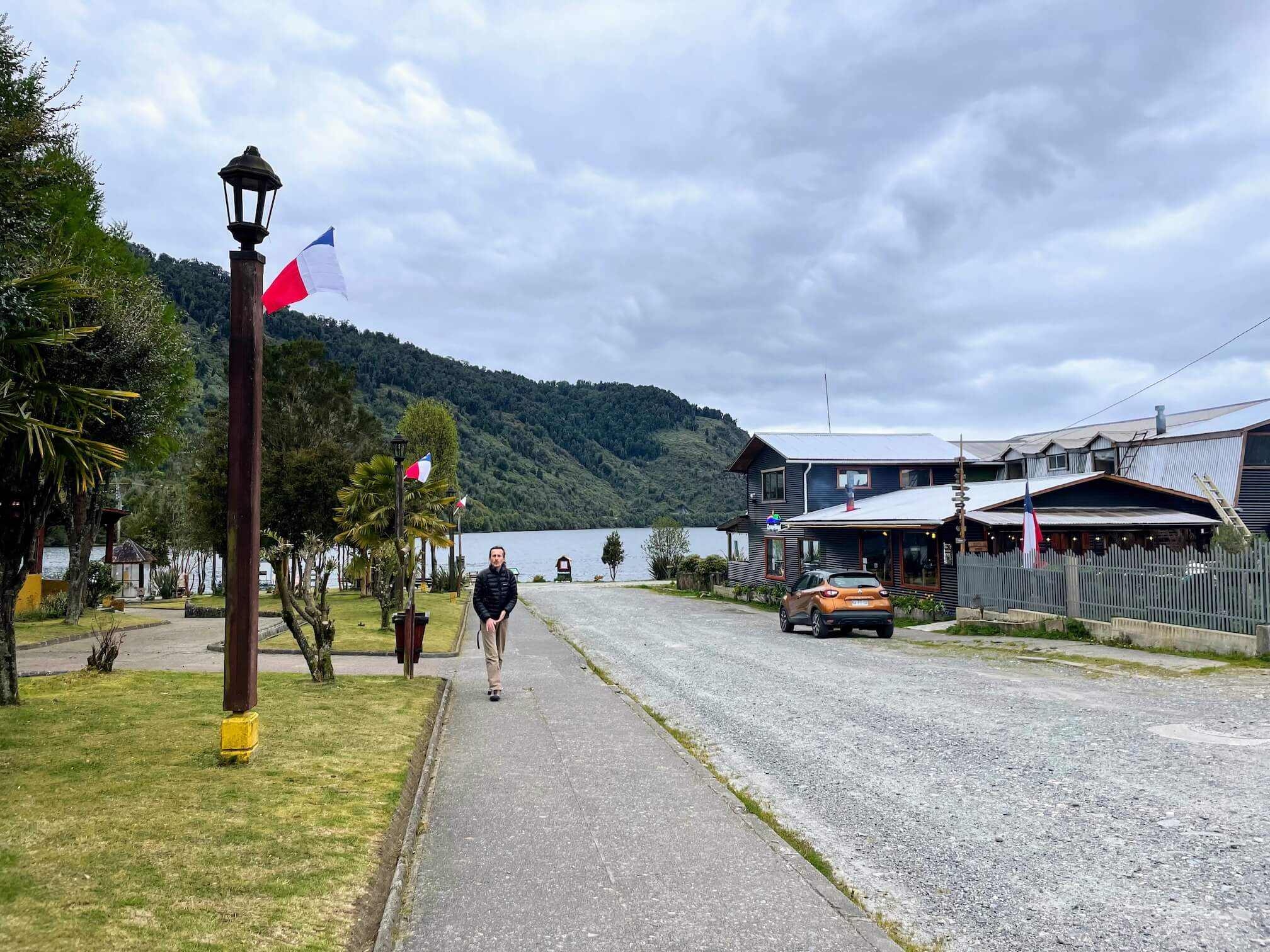 Main street of Puyuhuapi. We went into a little shop and bought Serzhik a Chilean ale.