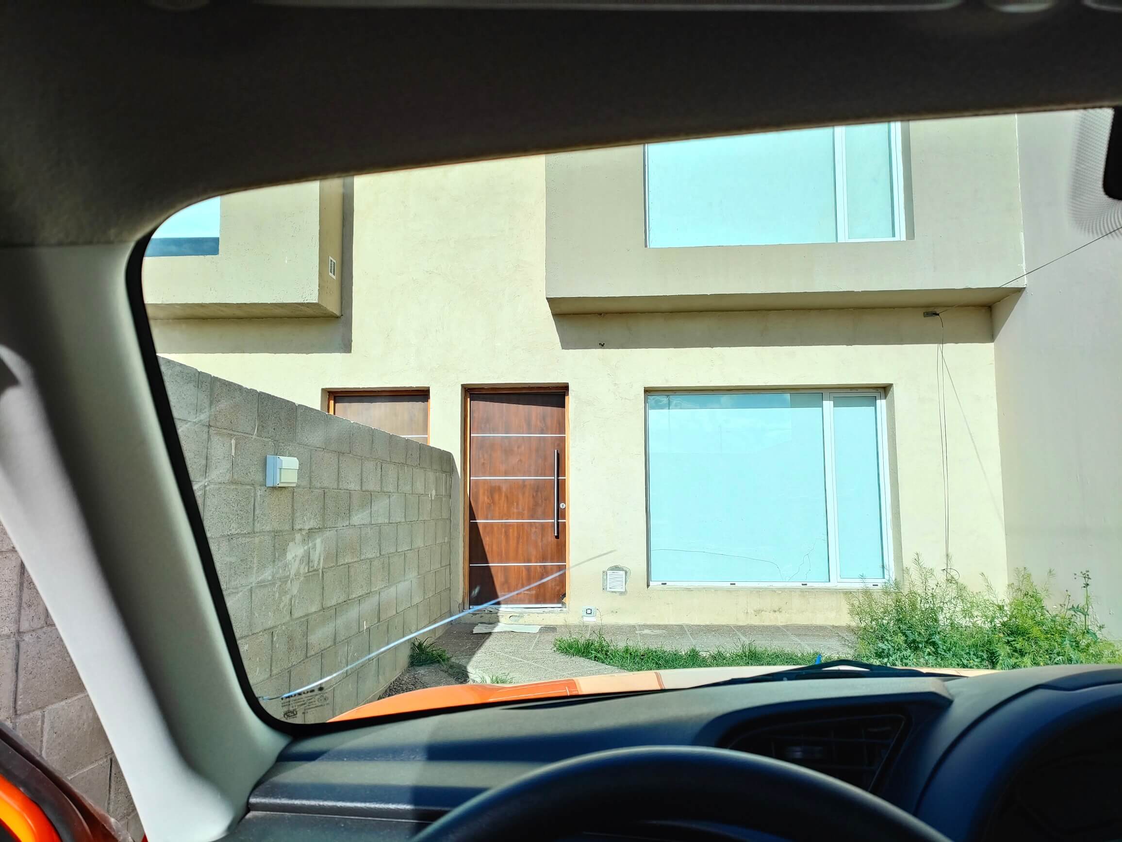 A crack in the glass. And the entrance to our house.