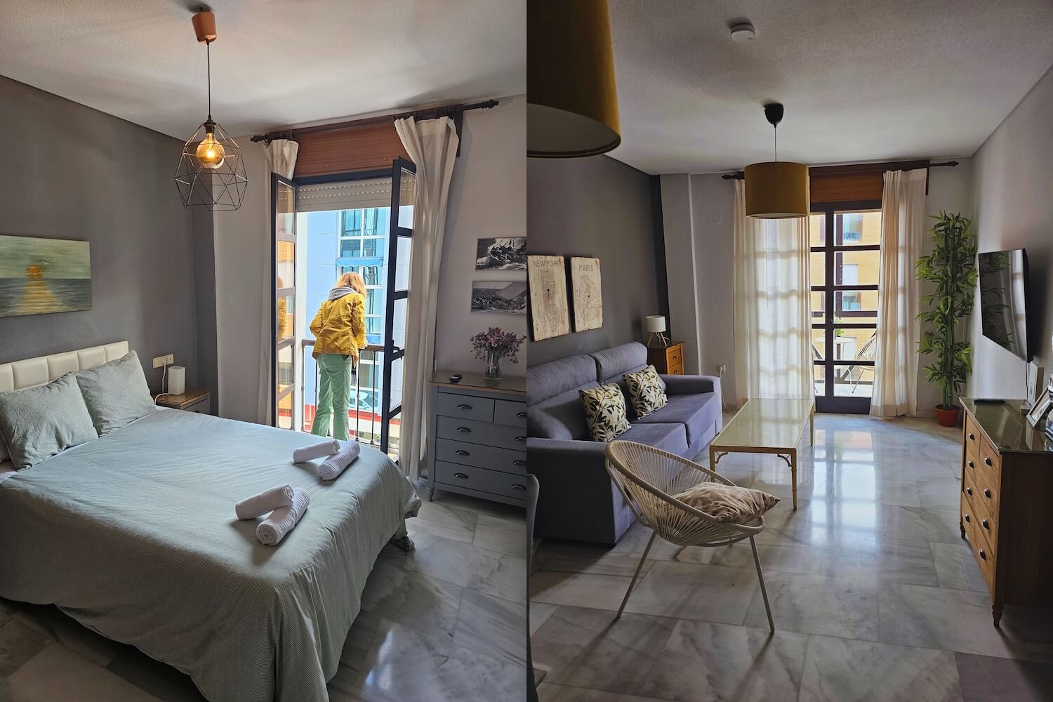 Our accommodation in Córdoba - a separate bedroom and living room.