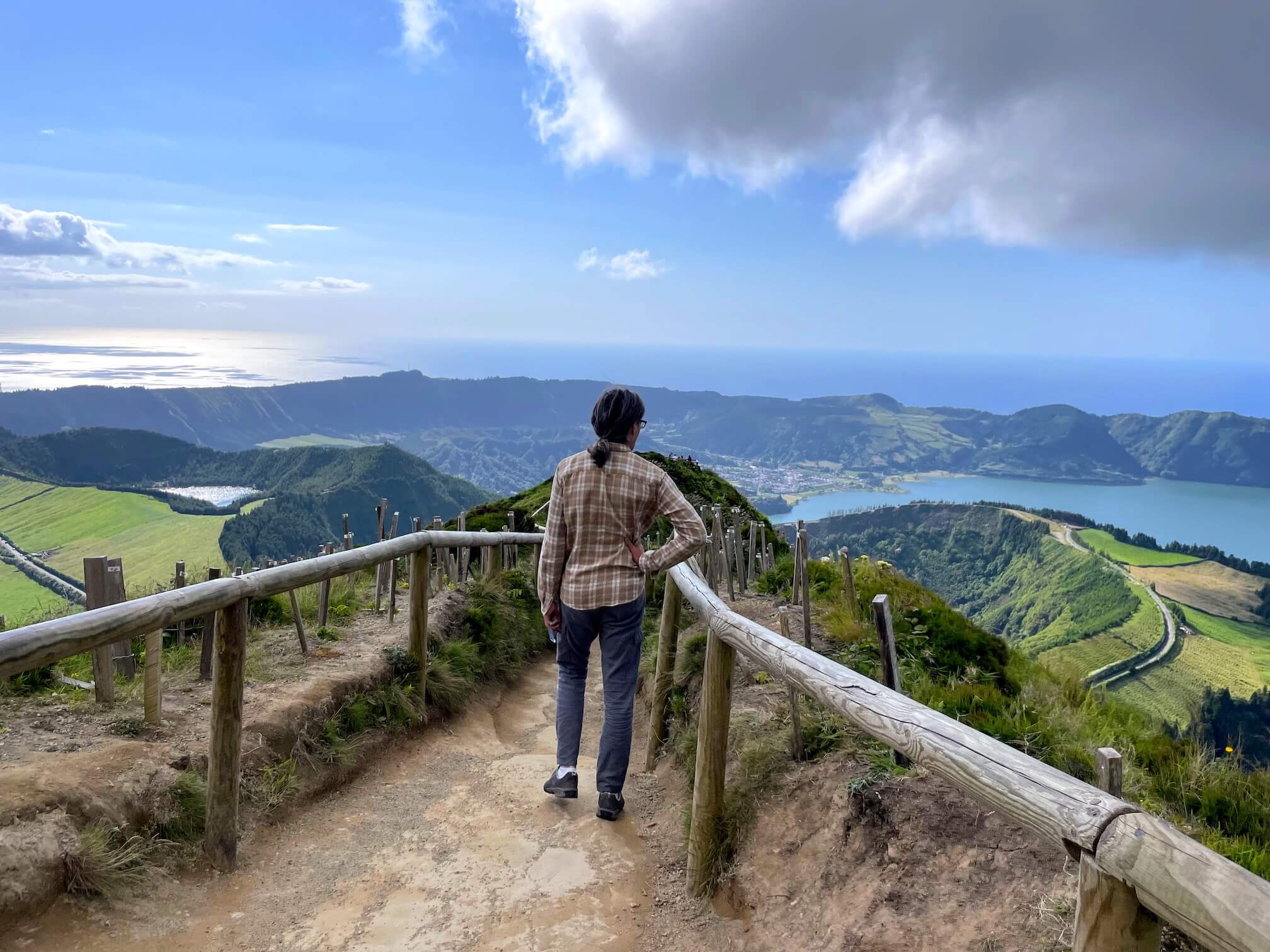 The same Sete Cidades Lake is visible from the viewpoint (on the right)