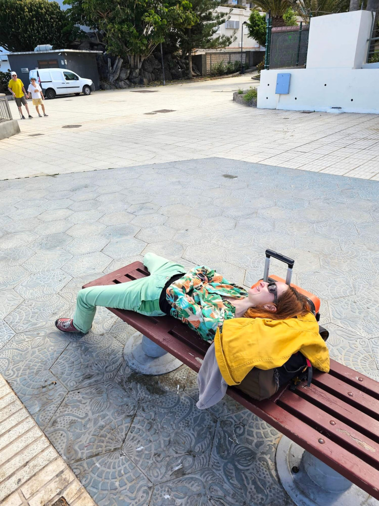 We lay down for a bit to rest on the embankment :)